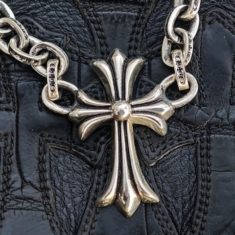 Chrome Hearts 크롬하츠 크로스 팬던트 + 페이퍼 L 체인 집게 목걸이