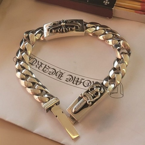 Chrome Hearts 크롬하츠 베이비 더블 아이디 플로랄,대거 클래식 체인 클립 팔찌